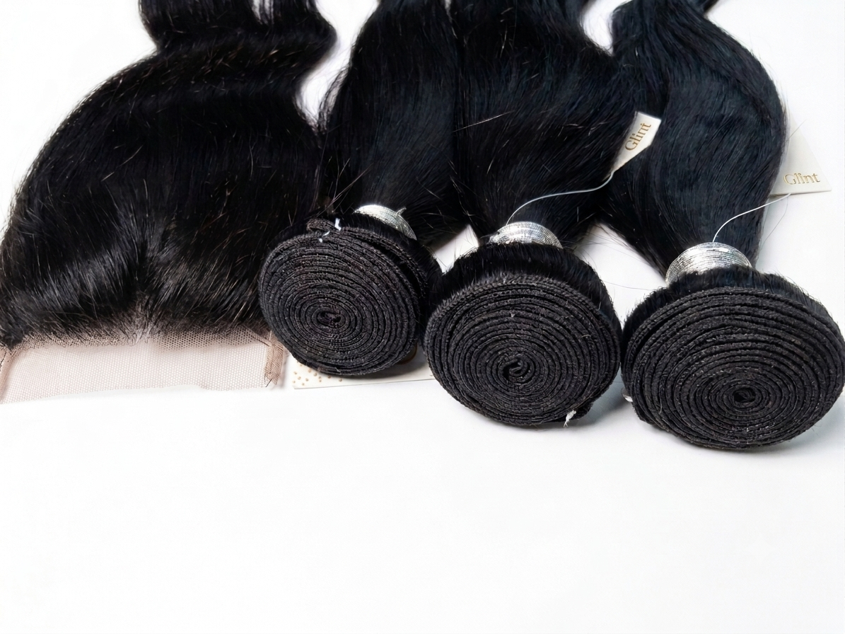 13A - 100% Virgin Straight Hair — 3 Bundles + 4x4 Lace Closure Deal