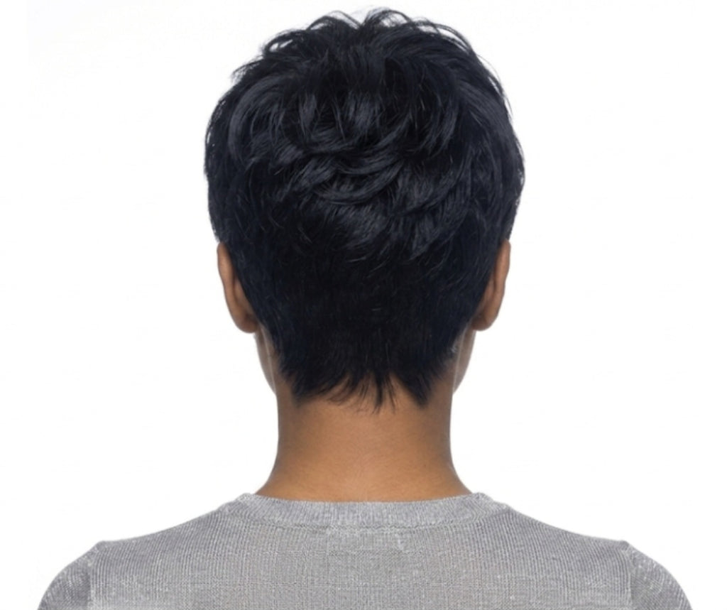 Ultra-Short Textured Pixie Cut Human Hair Wig – Natural Black