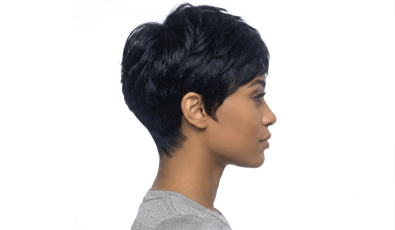 Ultra-Short Textured Pixie Cut Human Hair Wig – Natural Black